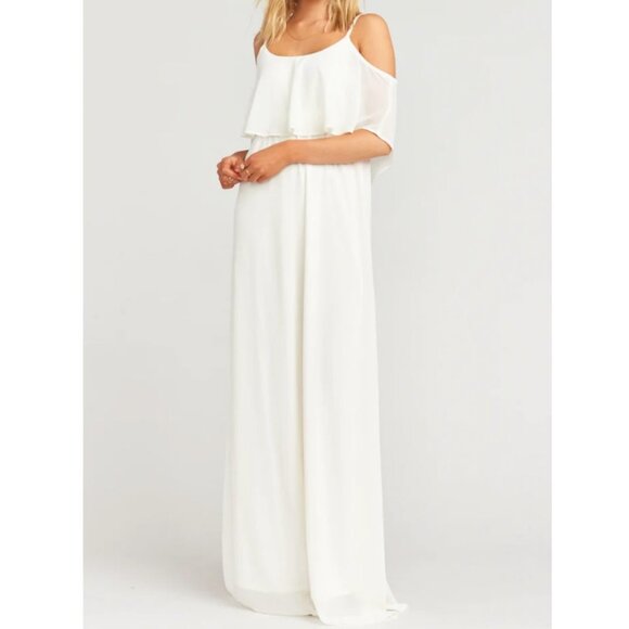 Show Me Your Mumu Caitlin Ruffle Maxi Dress Size Small White - Picture 1 of 10